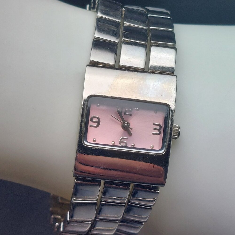Allude Womens Stainless Steel Quartz Watch With Pink Dial Works New Battery